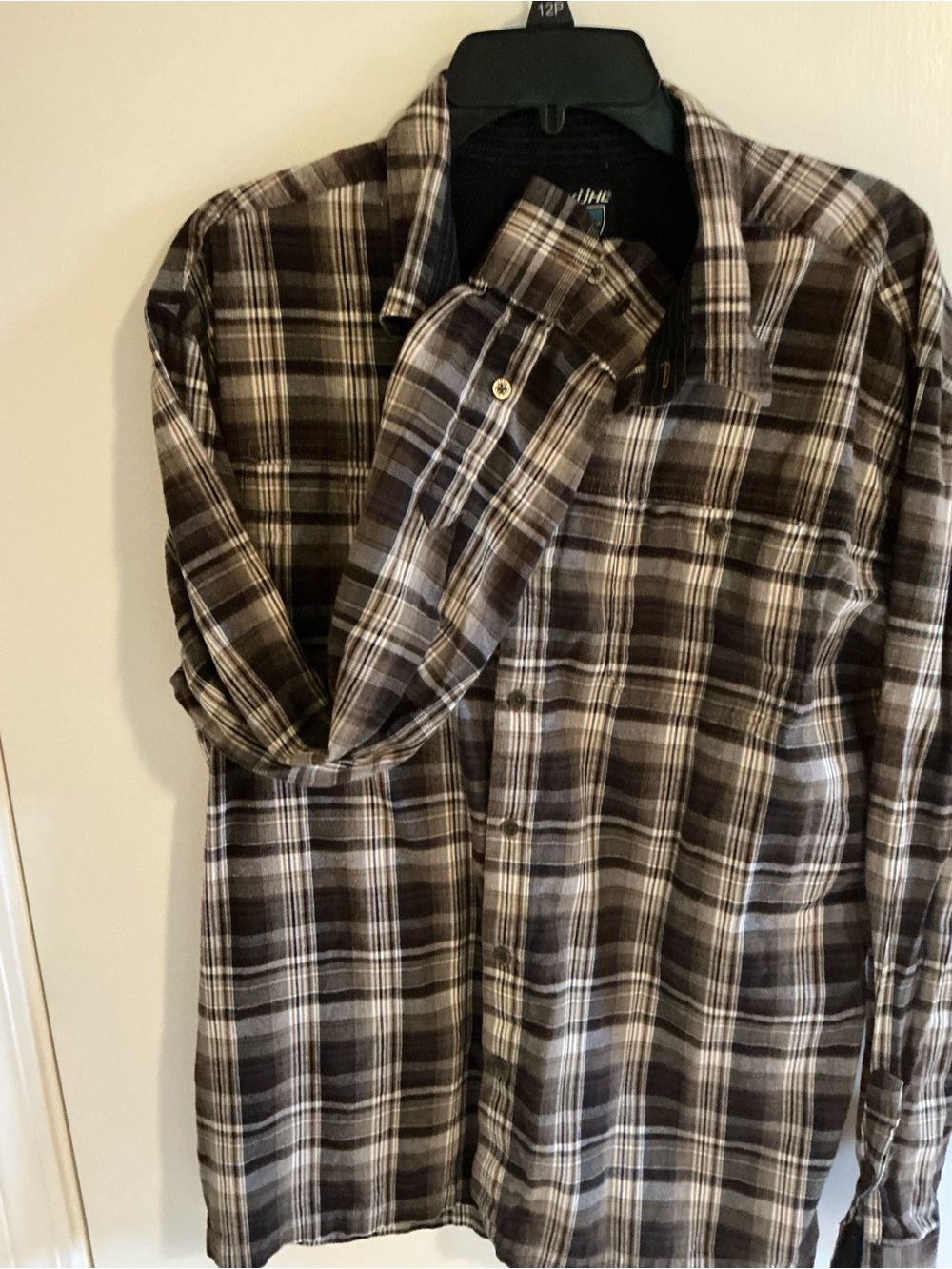 Kuhl Men's Brown and White Plaid Button-Down Shirt - 100% Cotton